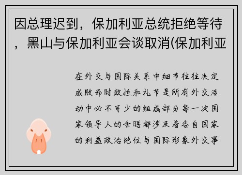 因总理迟到，保加利亚总统拒绝等待，黑山与保加利亚会谈取消(保加利亚里拉山)