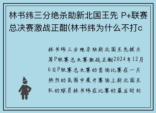林书纬三分绝杀助新北国王先 P+联赛总决赛激战正酣(林书纬为什么不打cba)